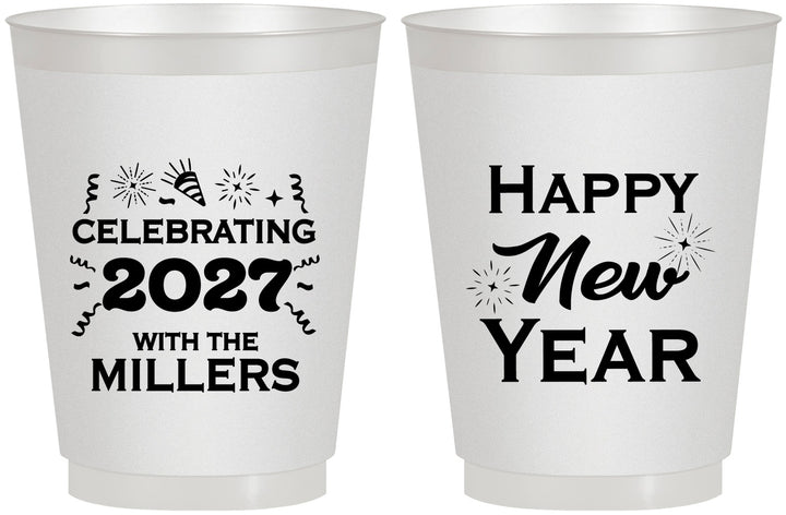 Personalized New Years 16 oz Frosted Cups - 2027 Nye Confetti | 170028