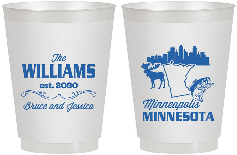 Personalized Wedding 16 oz Frosted Cups - Minnesota | 172