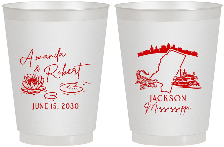 Personalized Wedding 16 oz Frosted Cups - Mississippi | 173