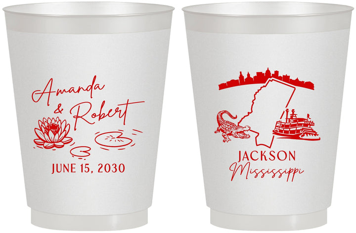 Personalized Wedding 16 oz Frosted Cups - Mississippi | 173