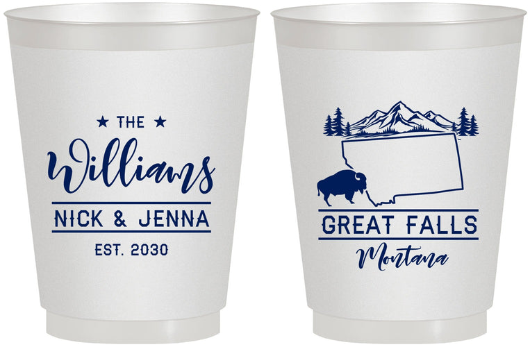 Personalized Wedding 16 oz Frosted Cups - Montana | 175