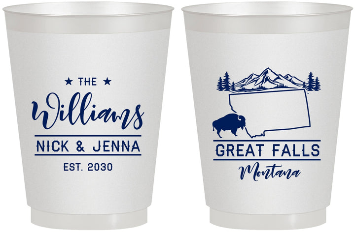 Personalized Wedding 16 oz Frosted Cups - Montana | 175
