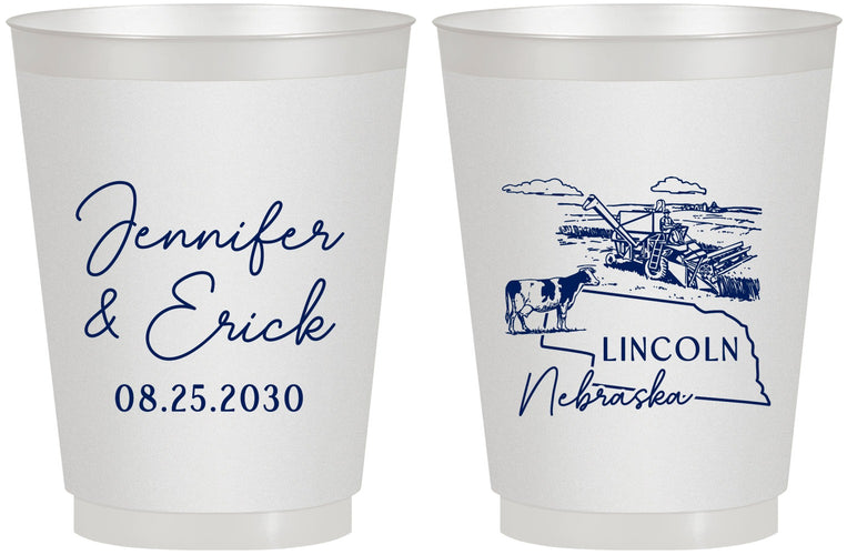 Personalized Wedding 16 oz Frosted Cups - Nebraska | 176