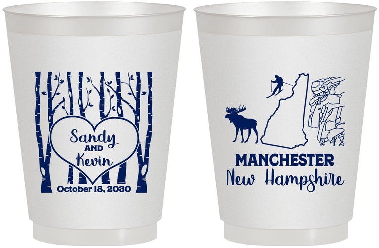 Personalized Wedding 16 oz Frosted Cups - New Hampshire | 178