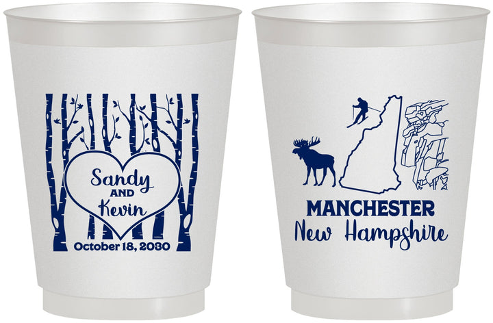Personalized Wedding 16 oz Frosted Cups - New Hampshire | 178