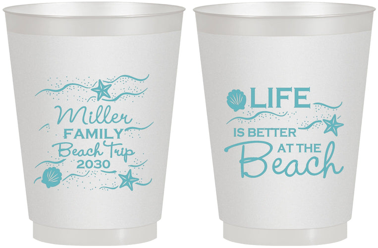 Personalized Family Vacation 16 oz Frosted Cups - Life Is Better At The Beach | 180001