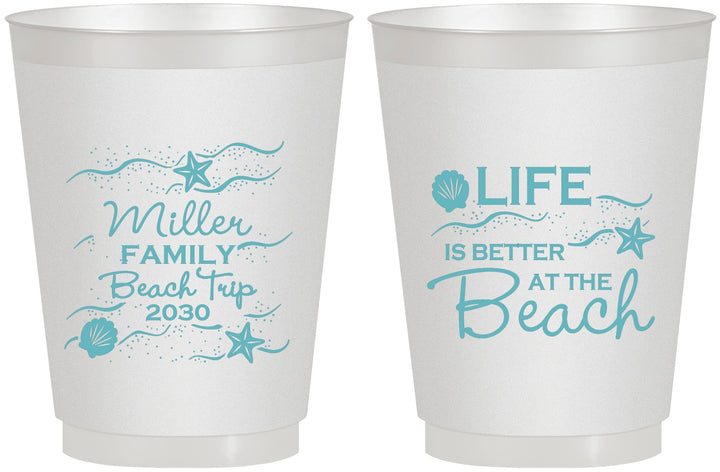 Personalized Family Vacation 16 oz Frosted Cups - Life Is Better At The Beach | 180001