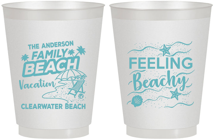 Personalized Family Vacation 16 oz Frosted Cups - Feeling Beachy | 180002