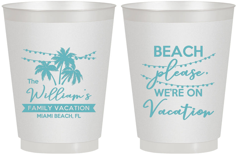 Personalized Family Vacation 16 oz Frosted Cups - Beach Please | 180004