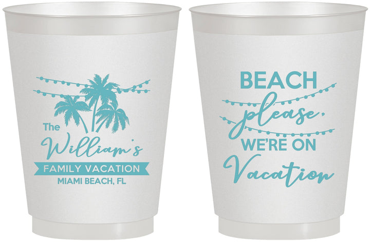 Personalized Family Vacation 16 oz Frosted Cups - Beach Please | 180004
