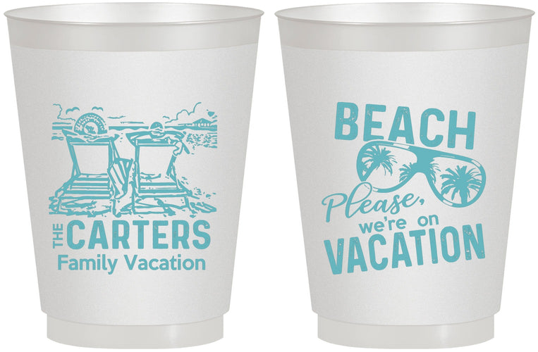 Personalized Family Vacation 16 oz Frosted Cups - Relax We Are On Vacation | 180006