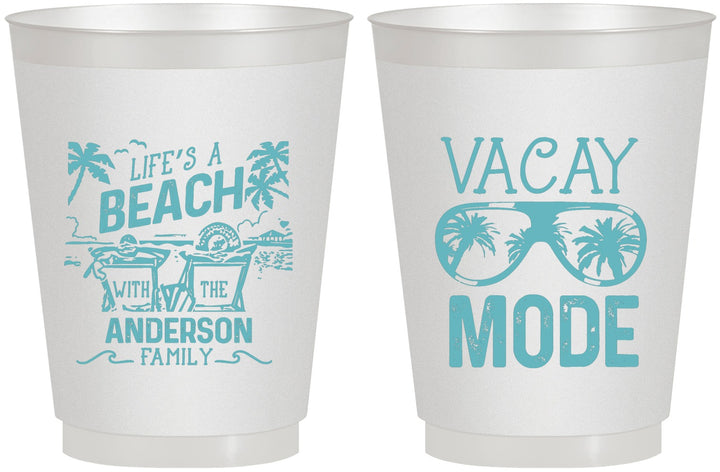 Personalized Family Vacation 16 oz Frosted Cups - Lifes A Beach | 180008