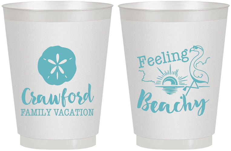 Personalized Family Vacation 16 oz Frosted Cups - Feeling Beachy | 180009