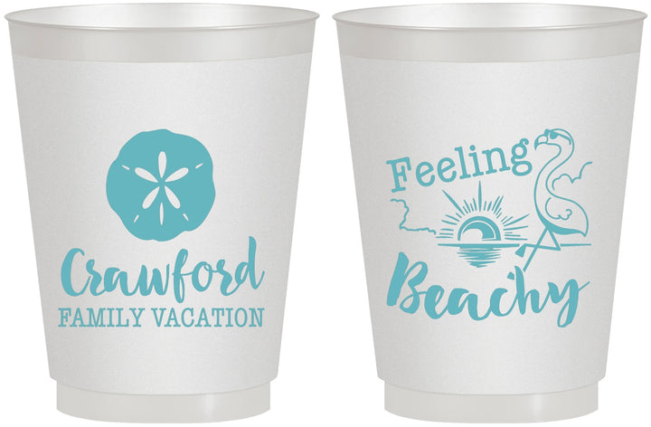 Personalized Family Vacation 16 oz Frosted Cups - Feeling Beachy | 180009