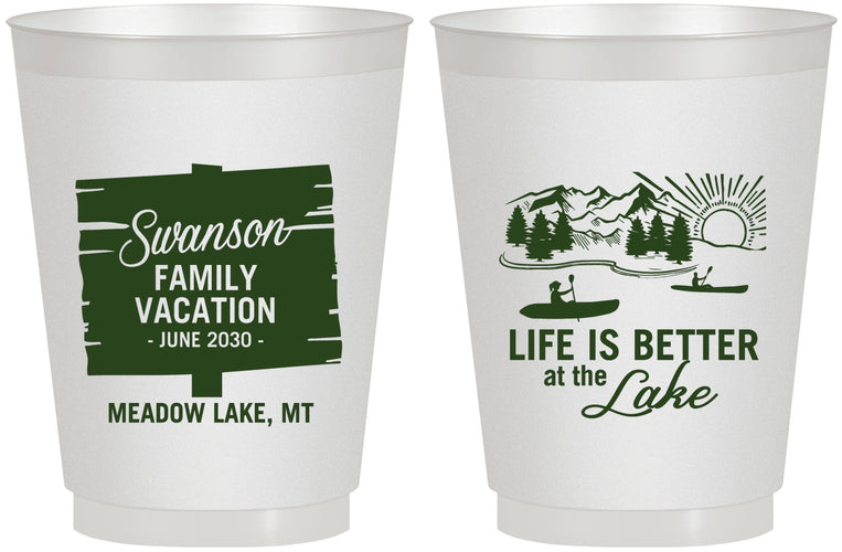 Personalized Family Vacation 16 oz Frosted Cups - Life Is Better At The Lake | 180010