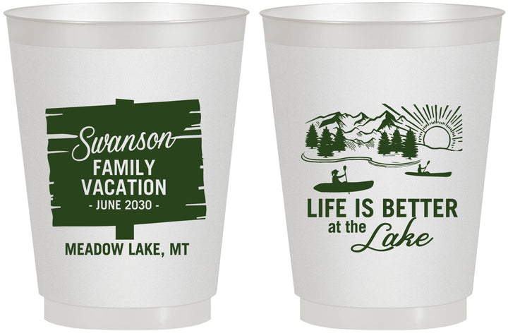 Personalized Family Vacation 16 oz Frosted Cups - Life Is Better At The Lake | 180010