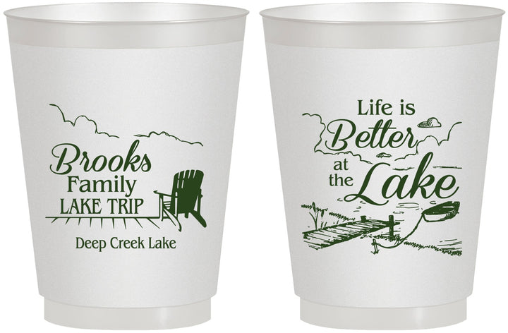 Personalized Family Vacation 16 oz Frosted Cups - Lake Camping | 180012