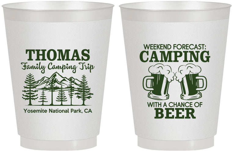 Personalized Family Vacation 16 oz Frosted Cups - Camping Park | 180013