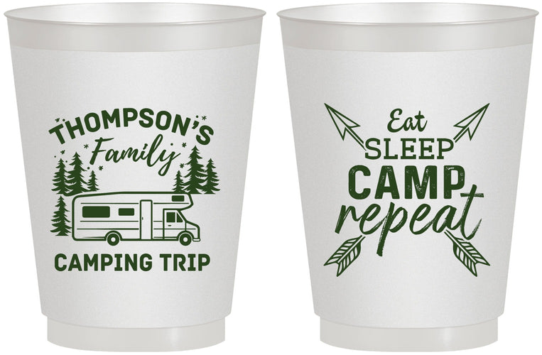 Personalized Family Vacation 16 oz Frosted Cups - Camping Trip | 180016