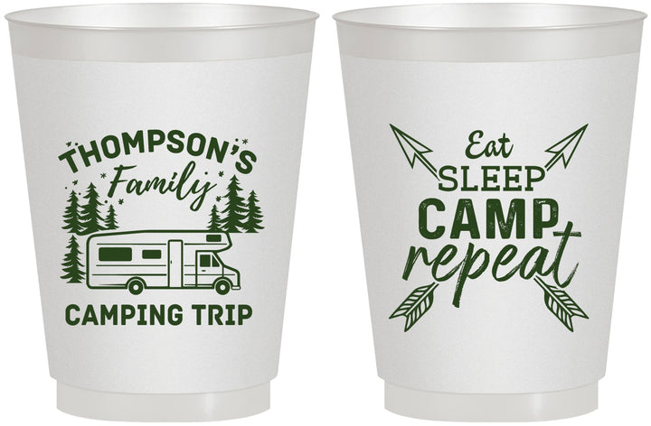 Personalized Family Vacation 16 oz Frosted Cups - Camping Trip | 180016