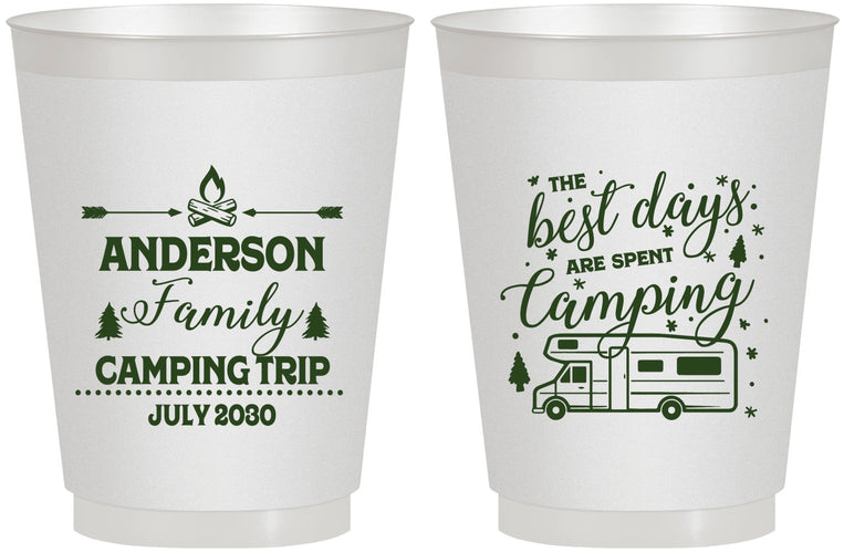 Personalized Family Vacation 16 oz Frosted Cups - Camping Trip | 180017