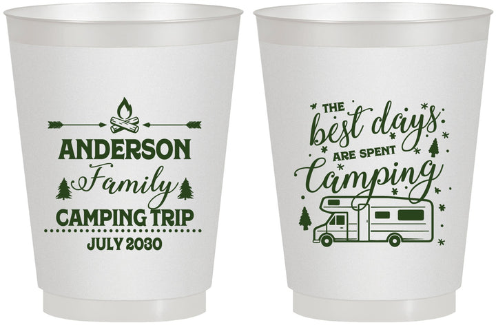 Personalized Family Vacation 16 oz Frosted Cups - Camping Trip | 180017
