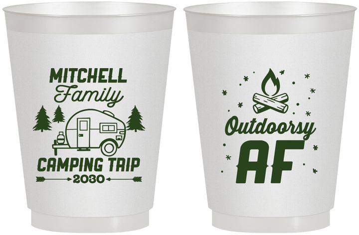 Personalized Family Vacation 16 oz Frosted Cups - Camping Trip | 180018