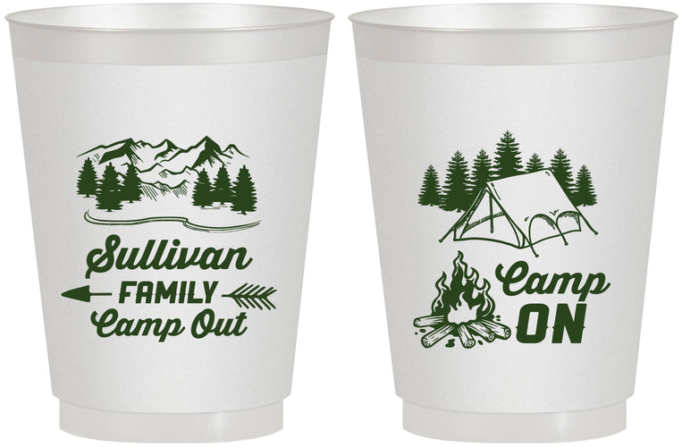 Personalized Family Vacation 16 oz Frosted Cups - Family Camp Out | 180019