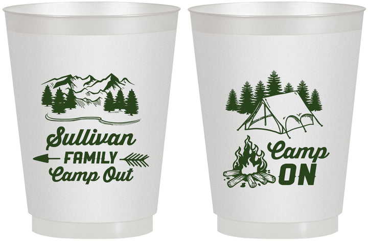 Personalized Family Vacation 16 oz Frosted Cups - Family Camp Out | 180019