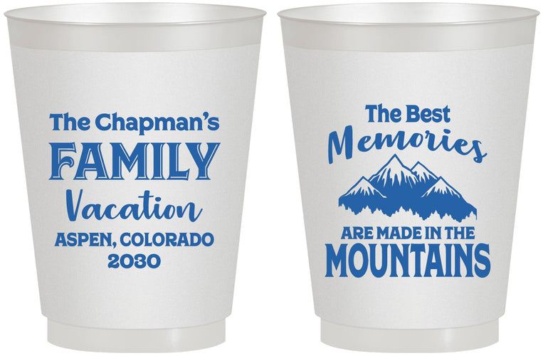 Personalized Family Vacation 16 oz Frosted Cups - Mountains | 180021