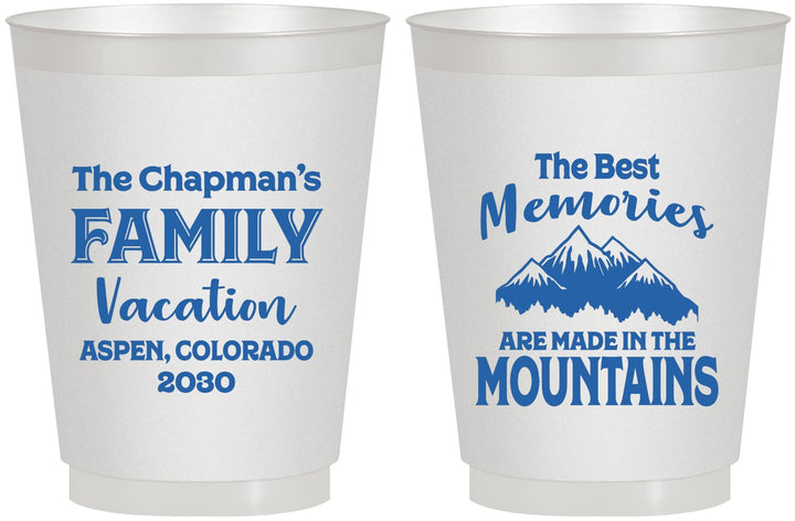 Personalized Family Vacation 16 oz Frosted Cups - Mountains | 180021