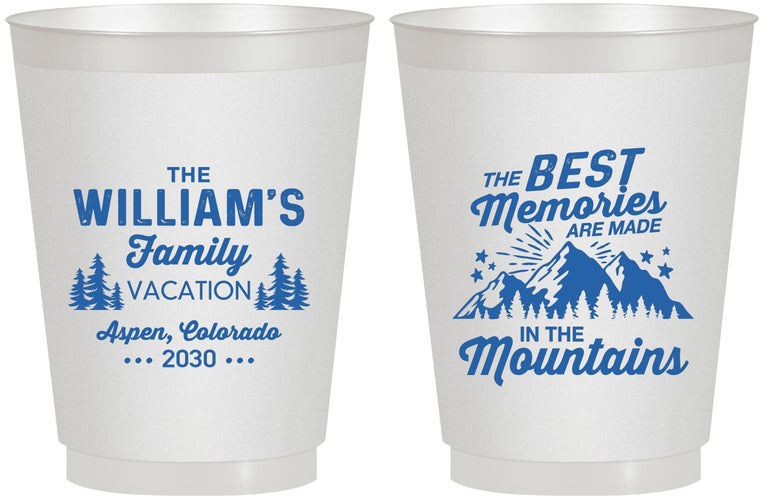 Personalized Family Vacation 16 oz Frosted Cups - Mountains | 180022