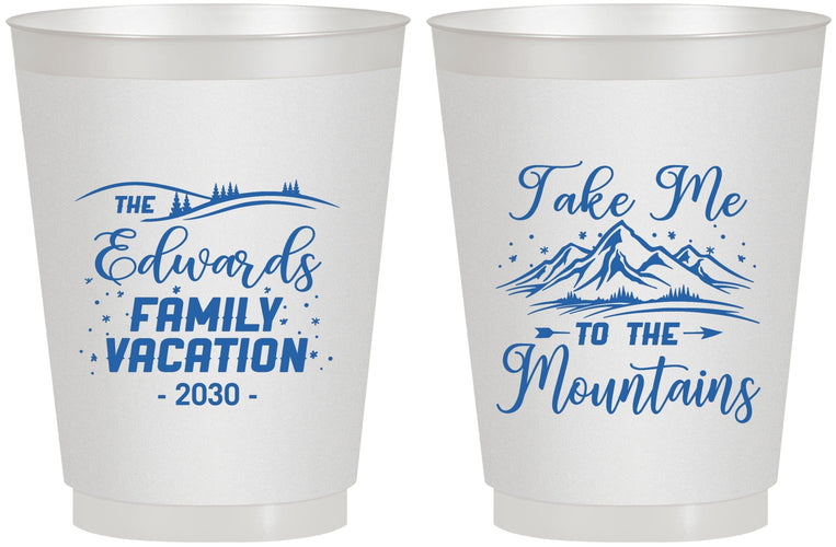 Personalized Family Vacation 16 oz Frosted Cups - Mountains | 180024