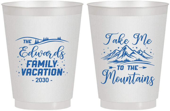 Personalized Family Vacation 16 oz Frosted Cups - Mountains | 180024