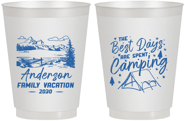 Personalized Family Vacation 16 oz Frosted Cups - Camping Trip | 180025