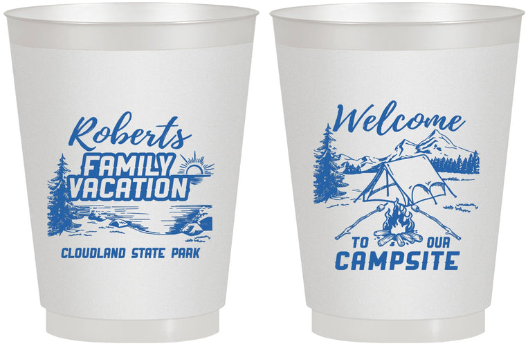 Personalized Family Vacation 16 oz Frosted Cups - Camping Trip | 180026