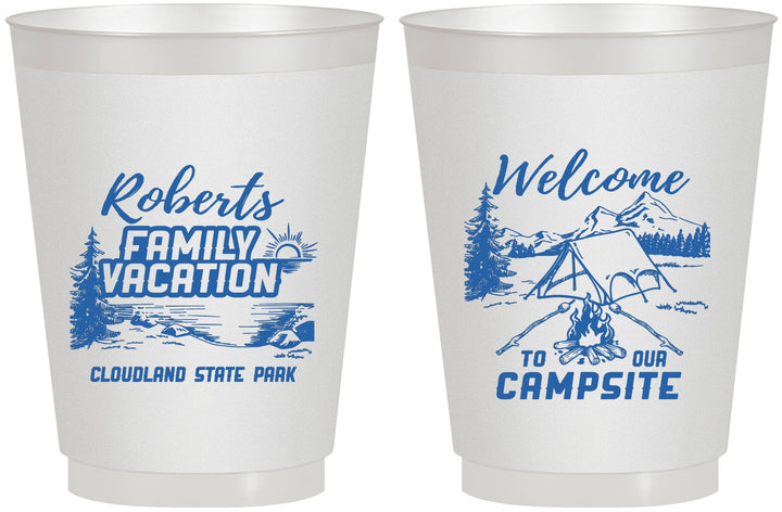 Personalized Family Vacation 16 oz Frosted Cups - Camping Trip | 180026