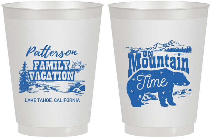Personalized Family Vacation 16 oz Frosted Cups - Mountain | 180028