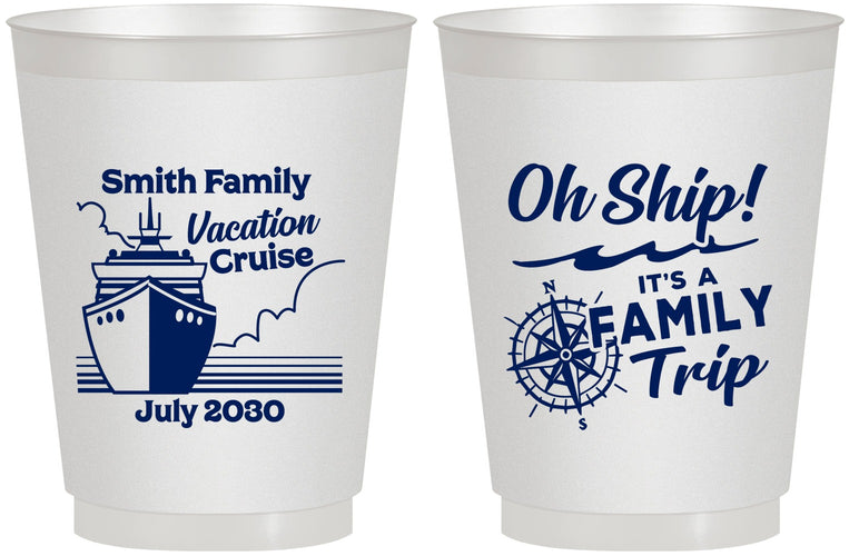 Personalized Family Vacation 16 oz Frosted Cups - Oh Ship Cruise | 180030
