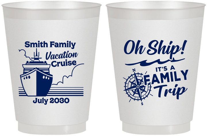 Personalized Family Vacation 16 oz Frosted Cups - Oh Ship Cruise | 180030