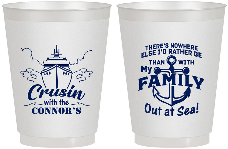 Personalized Family Vacation 16 oz Frosted Cups - Nautical Cruise | 180031