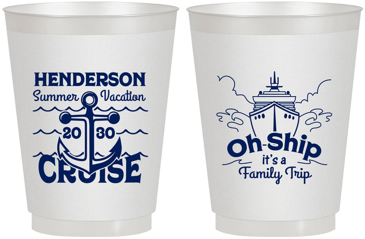 Personalized Family Vacation 16 oz Frosted Cups - Oh Ship Cruise | 180032