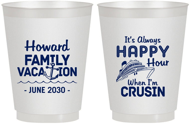 Personalized Family Vacation 16 oz Frosted Cups - Crusin Cruise | 180033
