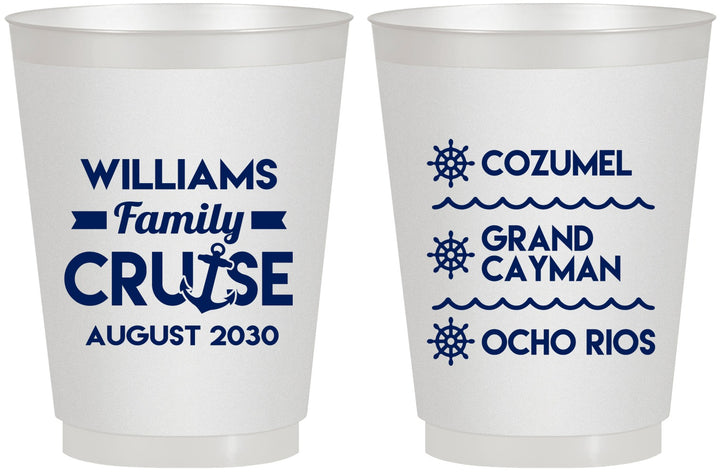 Personalized Family Vacation 16 oz Frosted Cups - Nautical Cruise | 180034