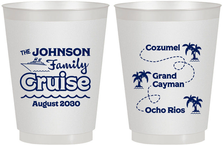 Personalized Family Vacation 16 oz Frosted Cups - Cruise Ship | 180035