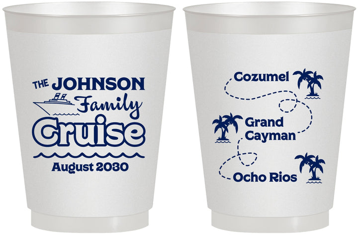 Personalized Family Vacation 16 oz Frosted Cups - Cruise Ship | 180035