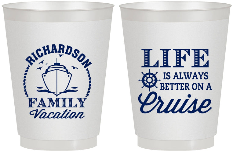 Personalized Family Vacation 16 oz Frosted Cups - Cruise Ship | 180036