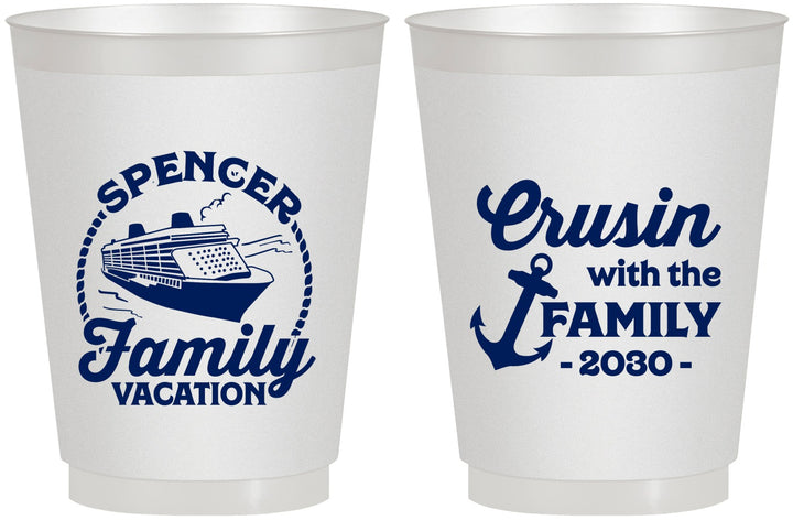 Personalized Family Vacation 16 oz Frosted Cups - Cruisin Ship | 180037