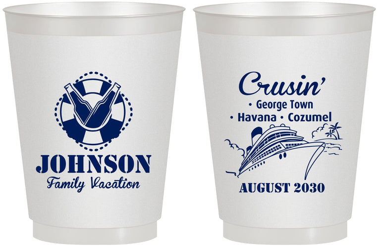 Personalized Family Vacation 16 oz Frosted Cups - Cruisin Ship | 180039