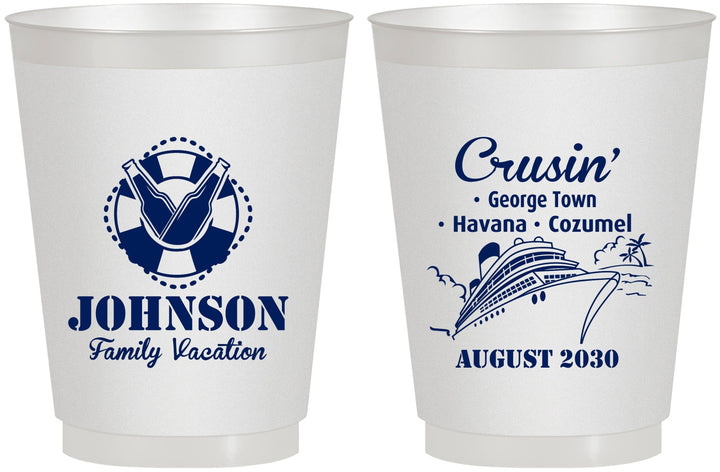 Personalized Family Vacation 16 oz Frosted Cups - Cruisin Ship | 180039